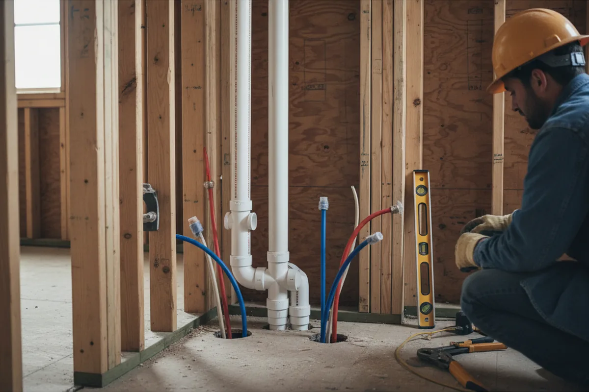 Drain and supply rough-in during Toilet Repair and Installation in Blue Hill